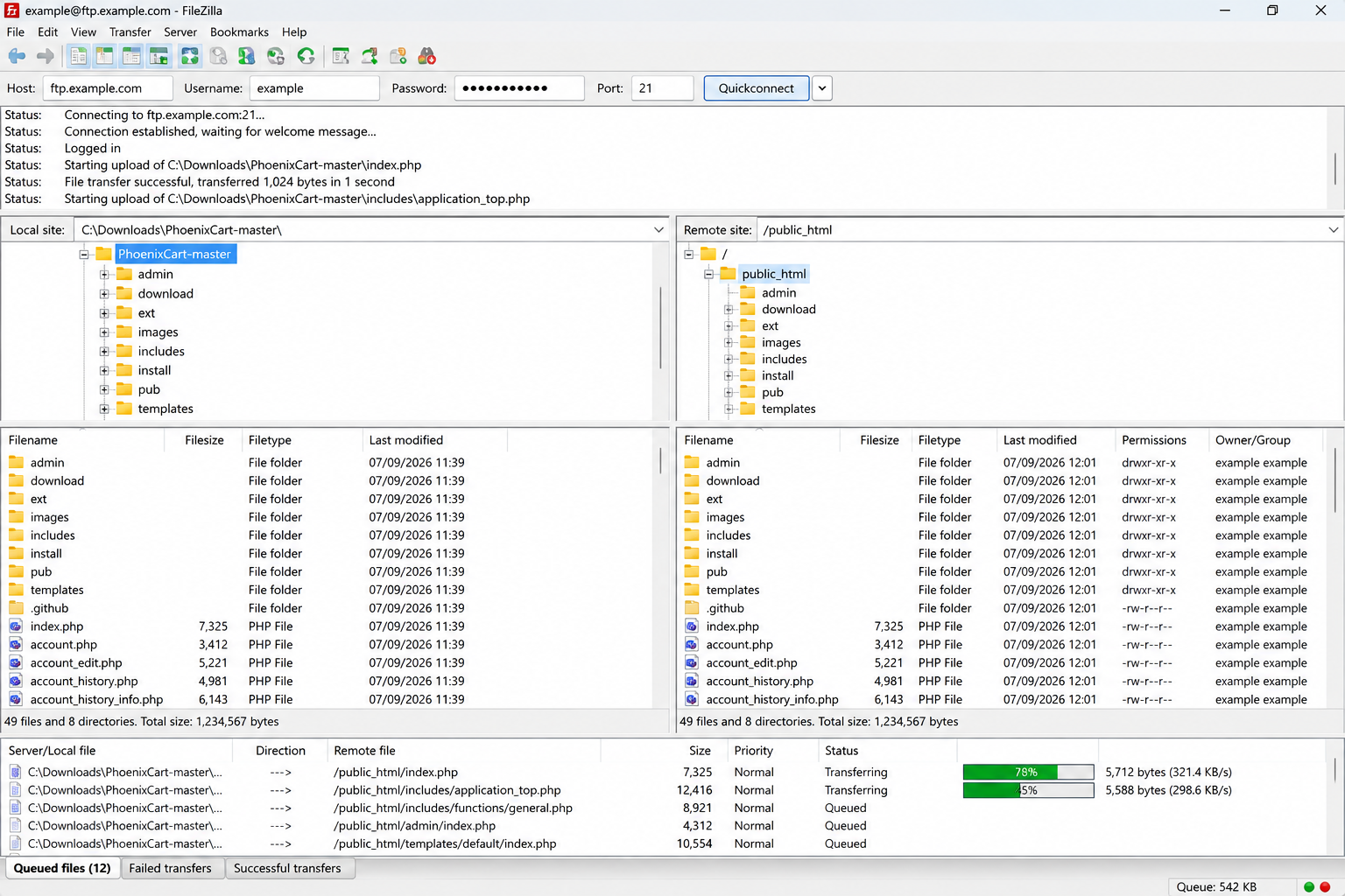 Uploading Phoenix Cart files using FTP