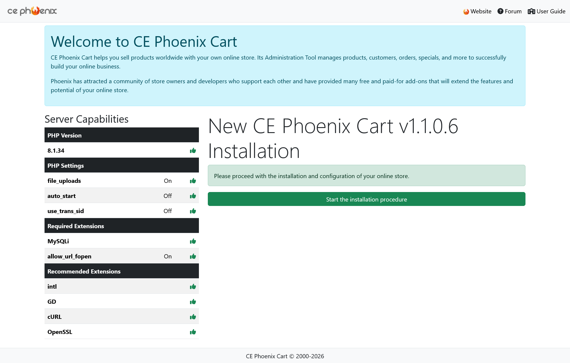 Phoenix Cart Installer Page 1