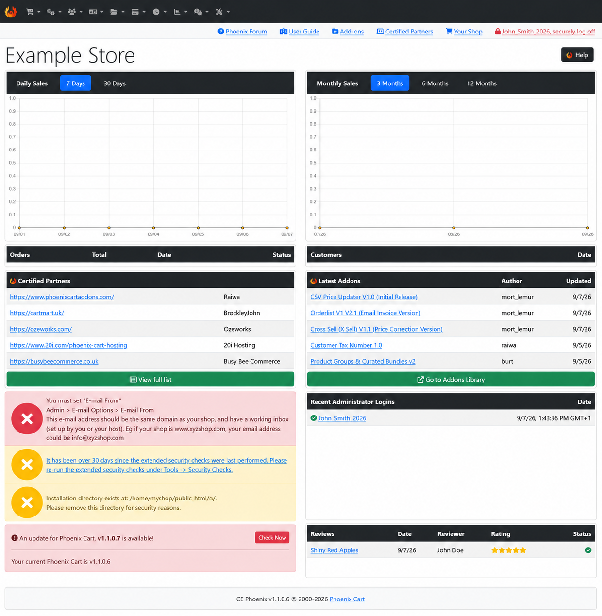 Phoenix Cart Admin Dashboard