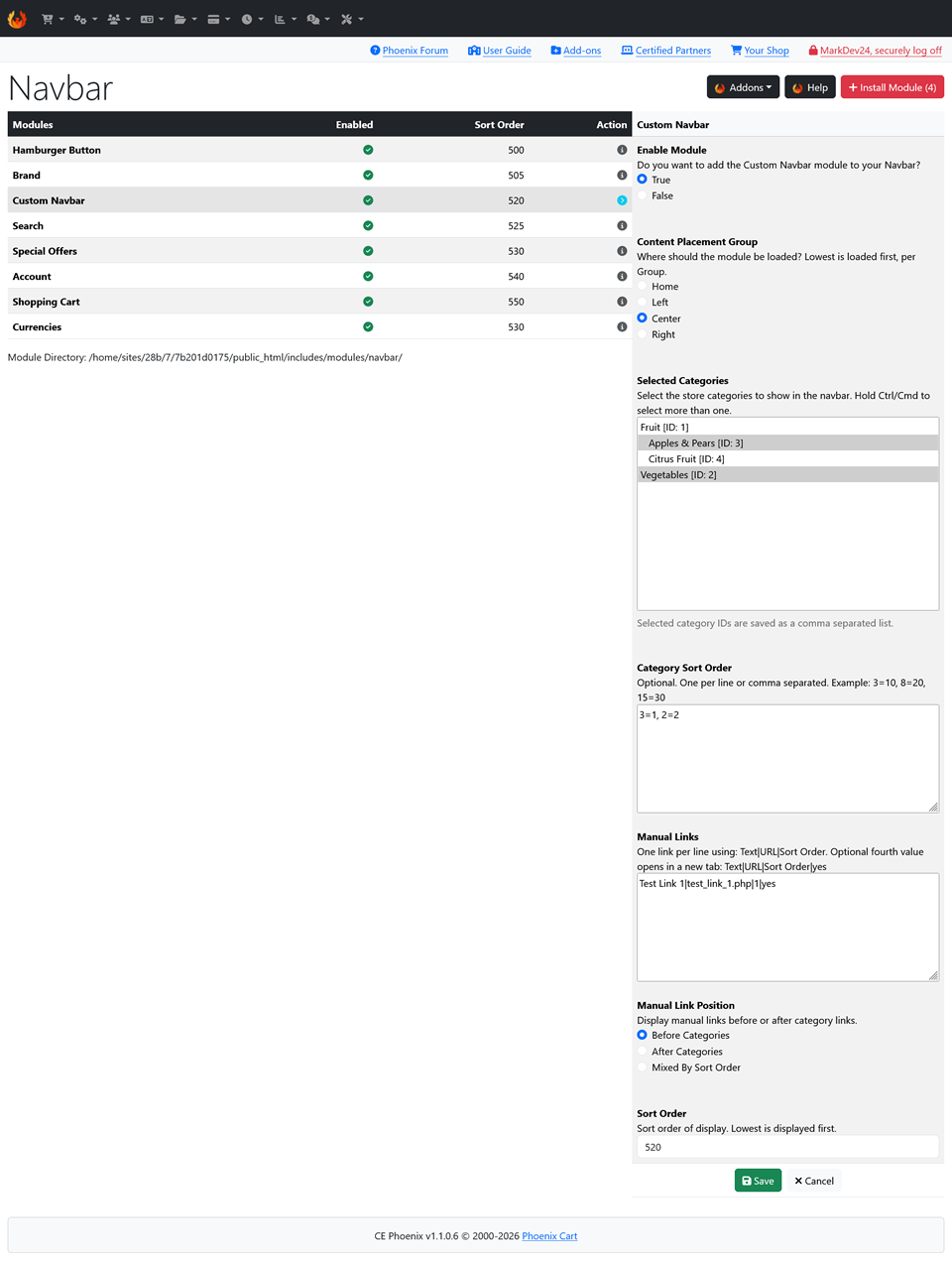 Custom Navbar Module